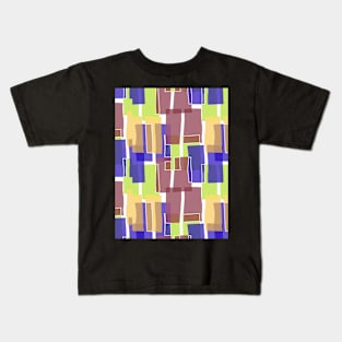 Colorful Brown Mid Century Modern 60s Style Geometric Cut Outs Pattern Kids T-Shirt